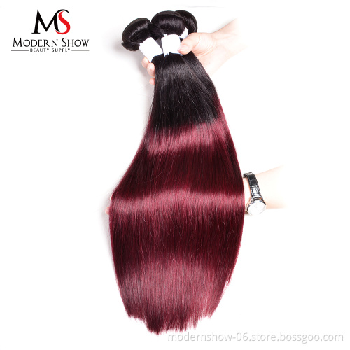 100% Virgin Cuticle Aligned Hair Modern Show Raw Human Hair Weave Cheap Ombre Color 1B/99J Body Wave Peruvian Hair Bundles